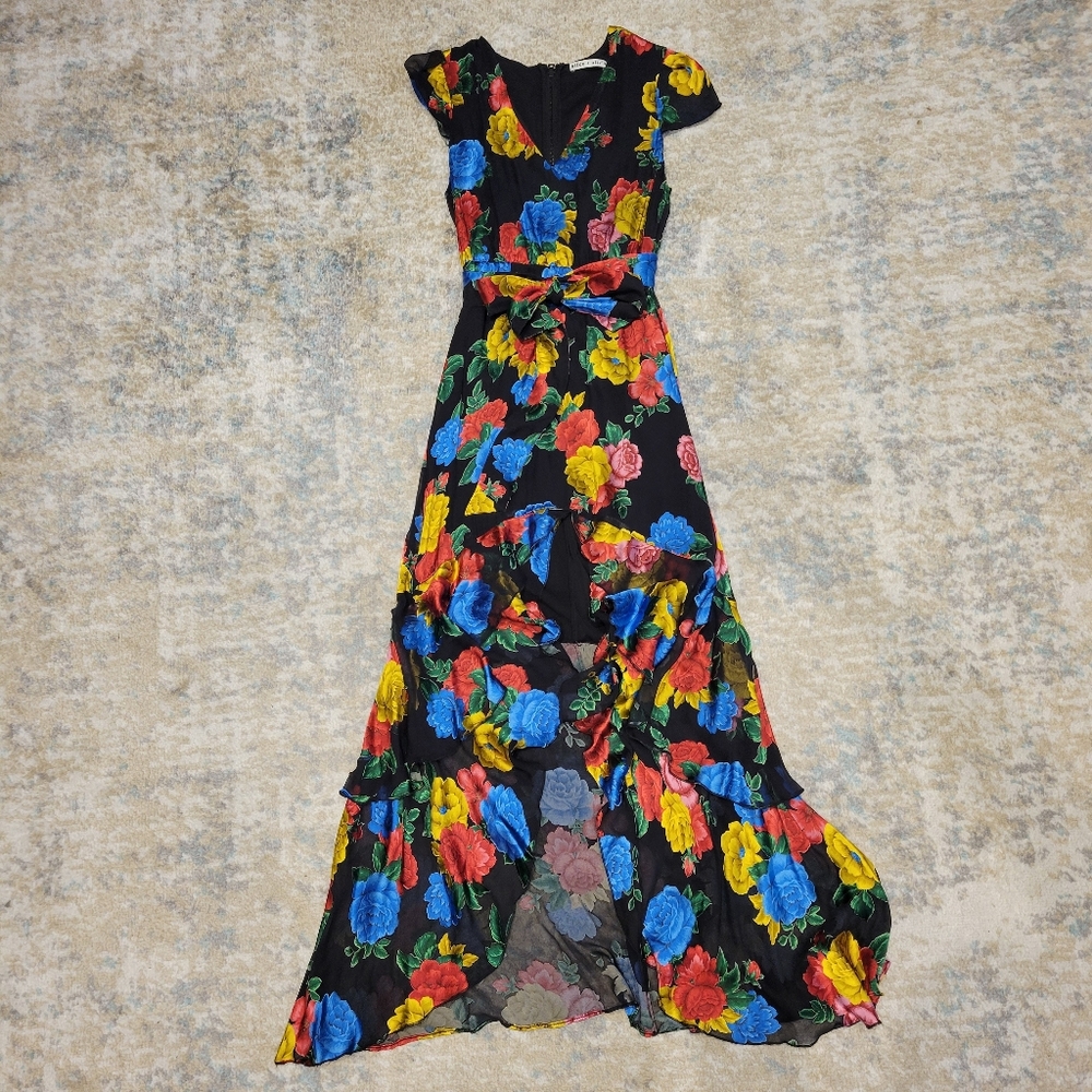 Alice + Olivia Black Floral High Low Dress